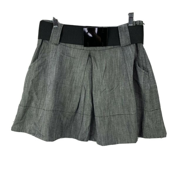 Maurices Skirt A Line Skater Black w Belt size M Pockets Lined Zip Herringbone - Picture 1 of 6